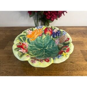 Fitz & Floyd Country Chic Vegetable Fruit Bowl 3D Serving Bowl Blue Bird Large